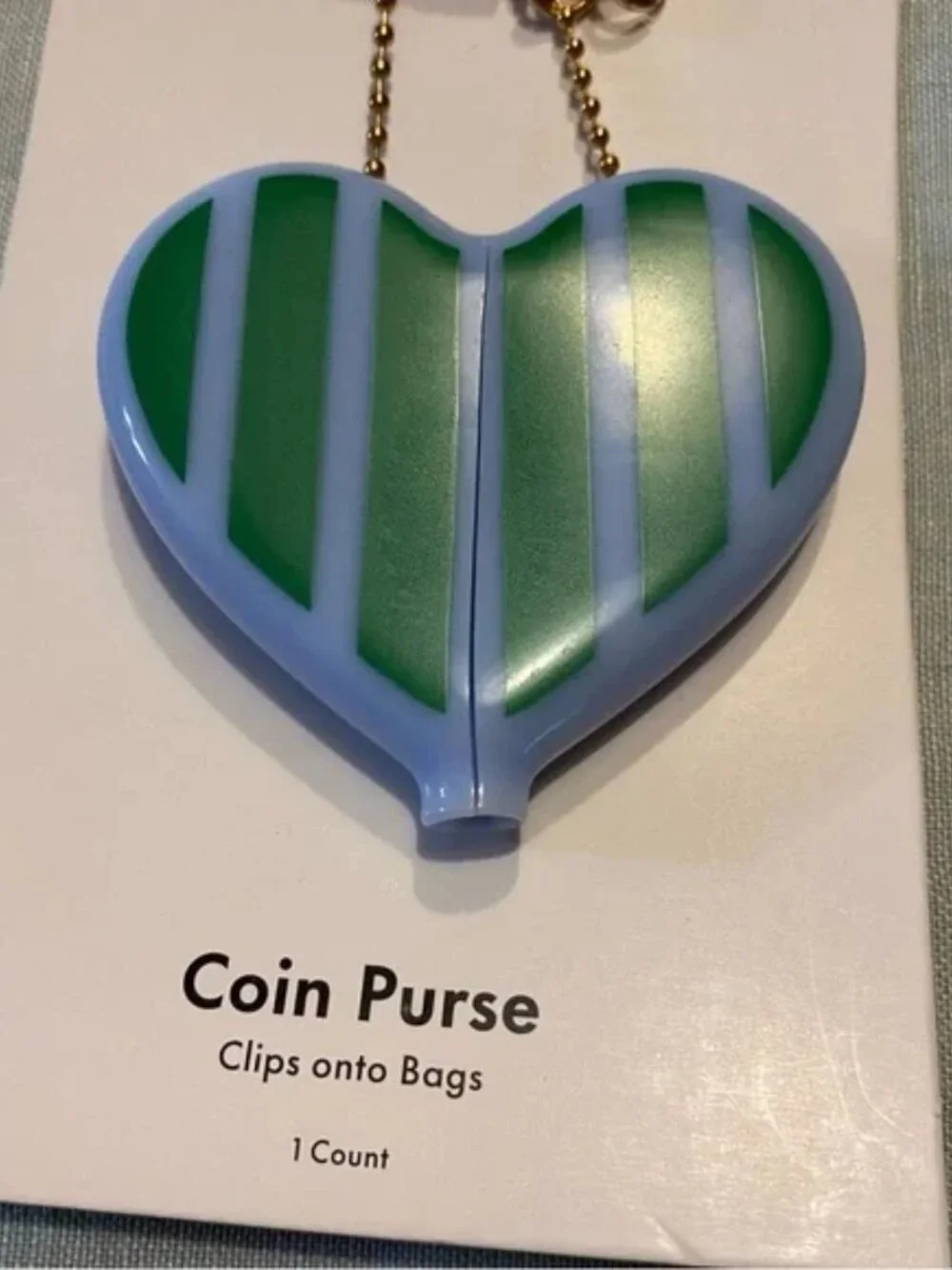 NWT Kate Spade x Target green blue striped heart clip on coin purse